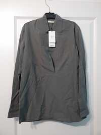 Mango Suit koszula bluzka khaki ciemnoszara elegancka praca aesthetic
