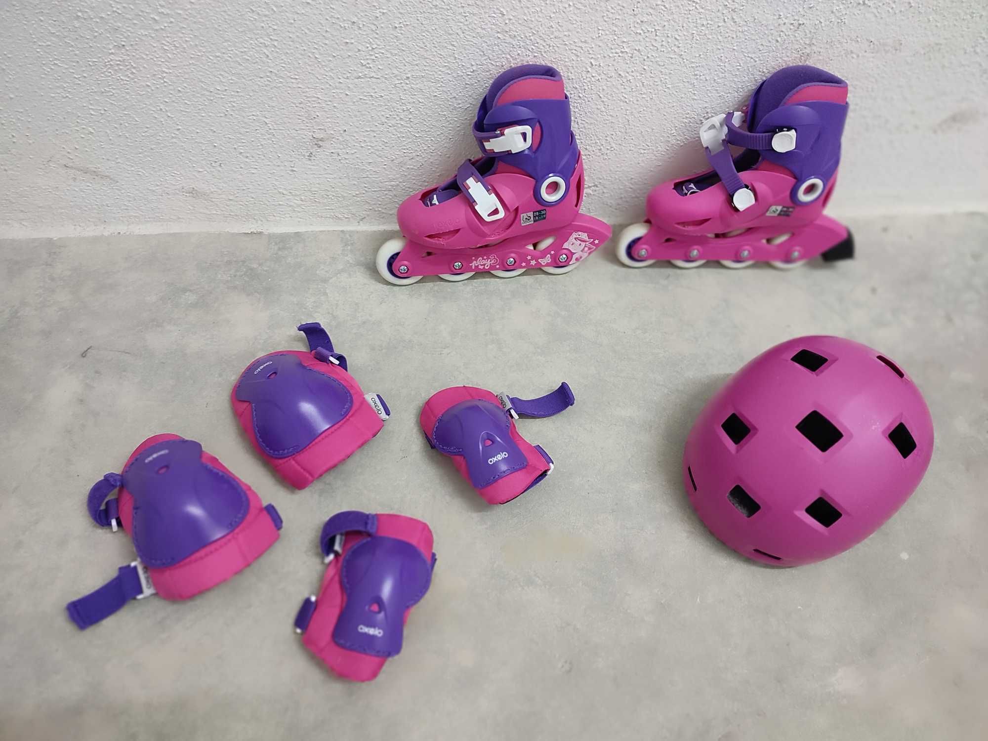 Patins em linha menina + acessórios - tamanho 28-30