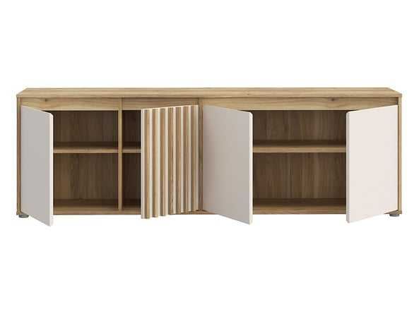 Szafka RTV Eliston 174 cm z 4 drzwiami dąb mauvella/sand