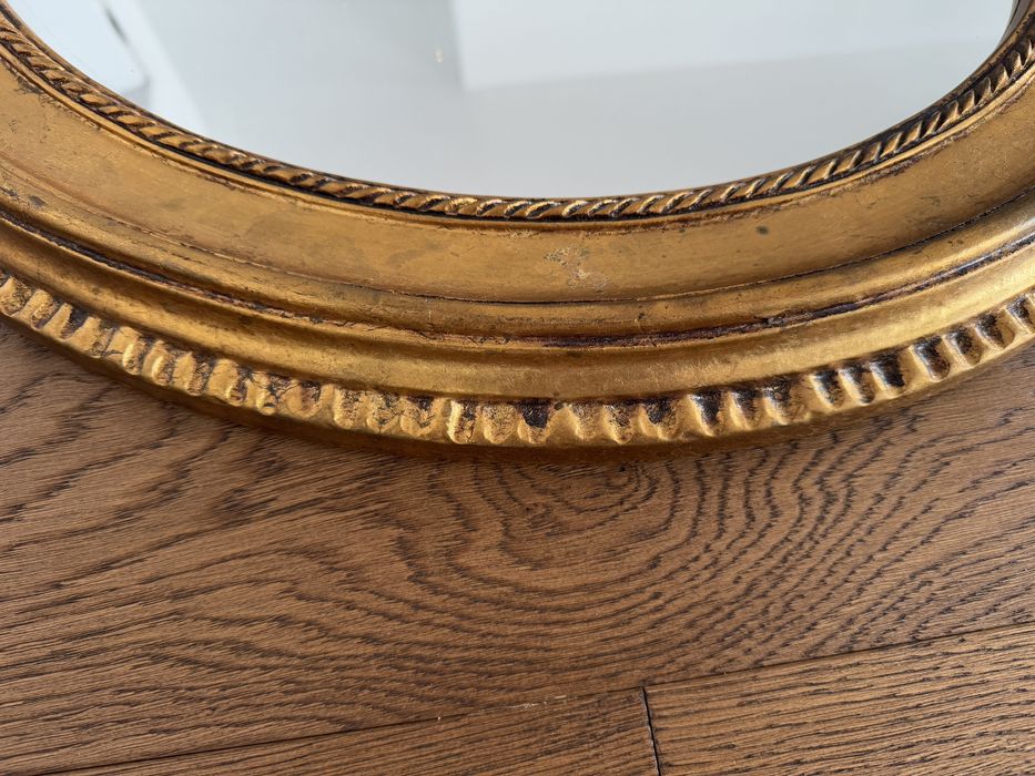 Lustro okrągłe ścienne złote vintage duże 65x55cm