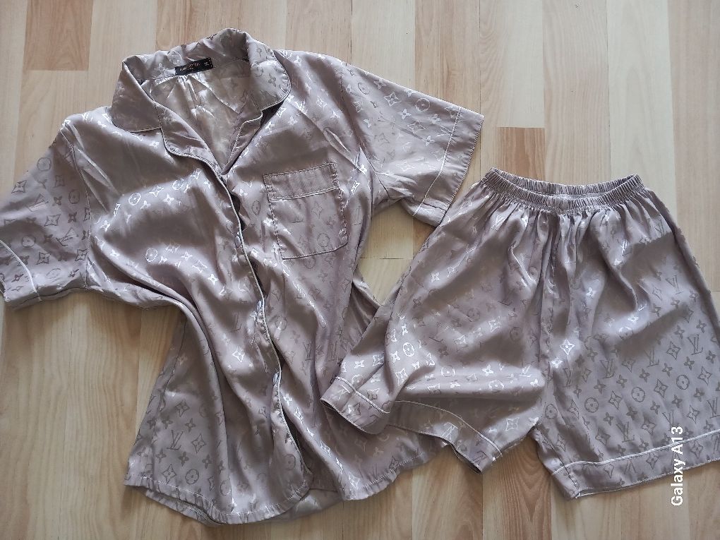 Louis vuitton pizamka damska xl komplet satyna