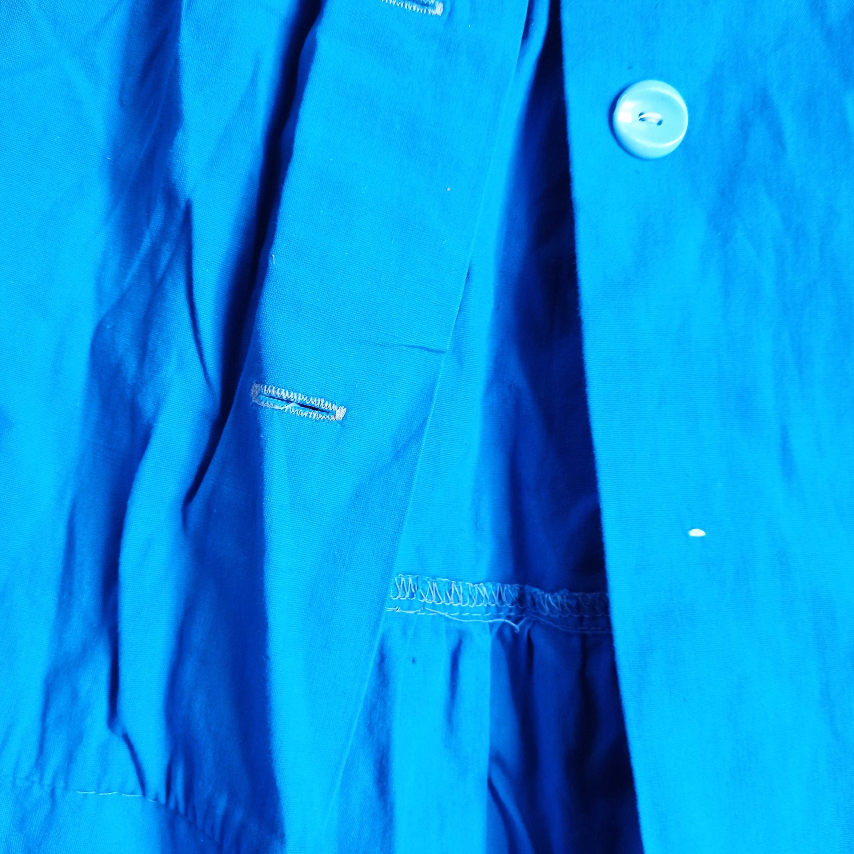niebieska sukienka fartuszek ogrodniczka XXS/S Prl S.P. Lipcowy Zryw