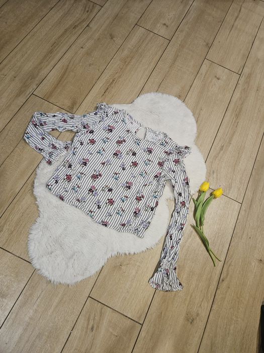 Bluzka w kwiaty bershka tanio paski falbany guziczek s