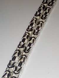 Srebrny łańcuch splot królewski bizantyński kwadrat / 4mm.szerokość