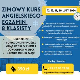 Zimowy kurs angielskiego online- Egzamin 8 klasisty