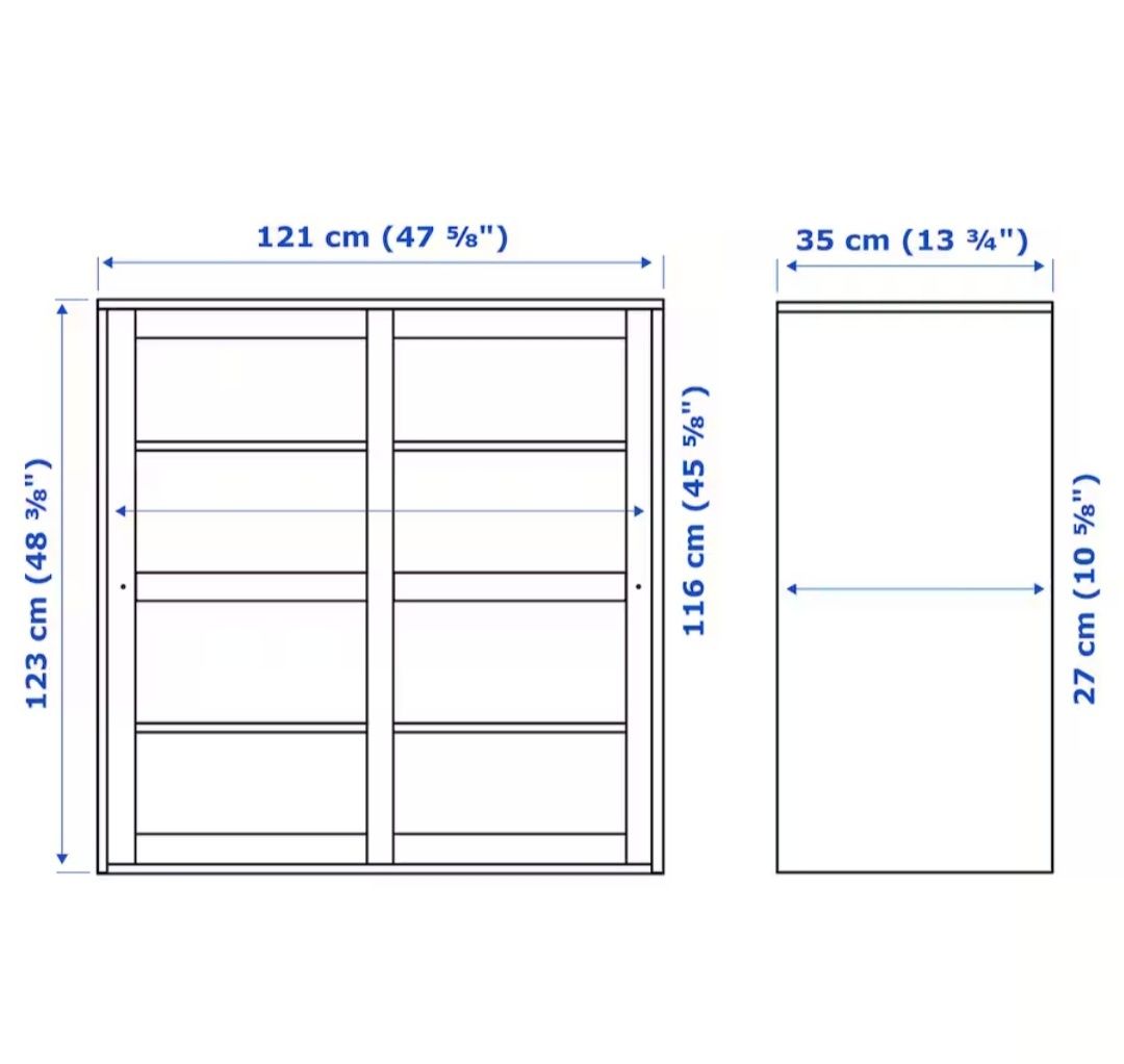 Ikea Havsta Witryna 121x35x123 cm Nowa Szara Bejca Lita sosna Drewno