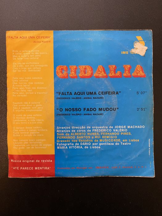 Vinil - Cidália - Falta aqui uma ceifeira