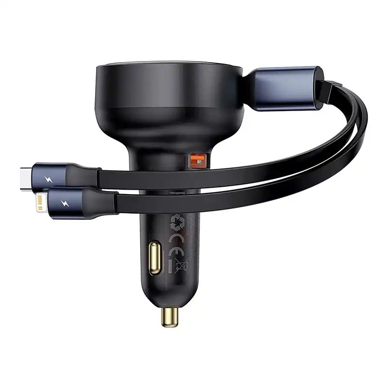 Ładowarka samochodowa Baseus USB z kablem USB-C i Lightning 60 W
