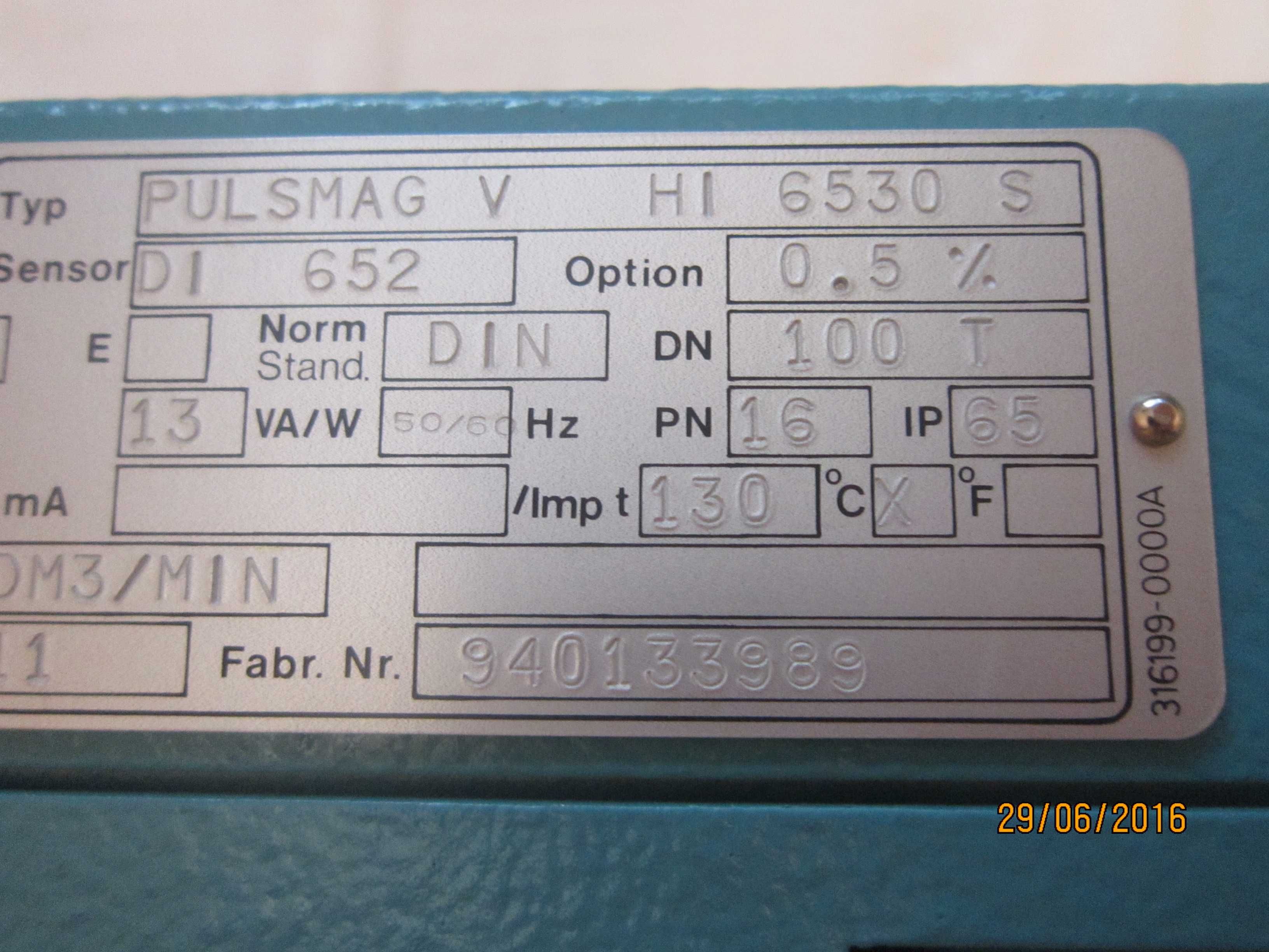 Расходомер Endress Hauser PULSMAG V HI 6530S Flowtec Variomag