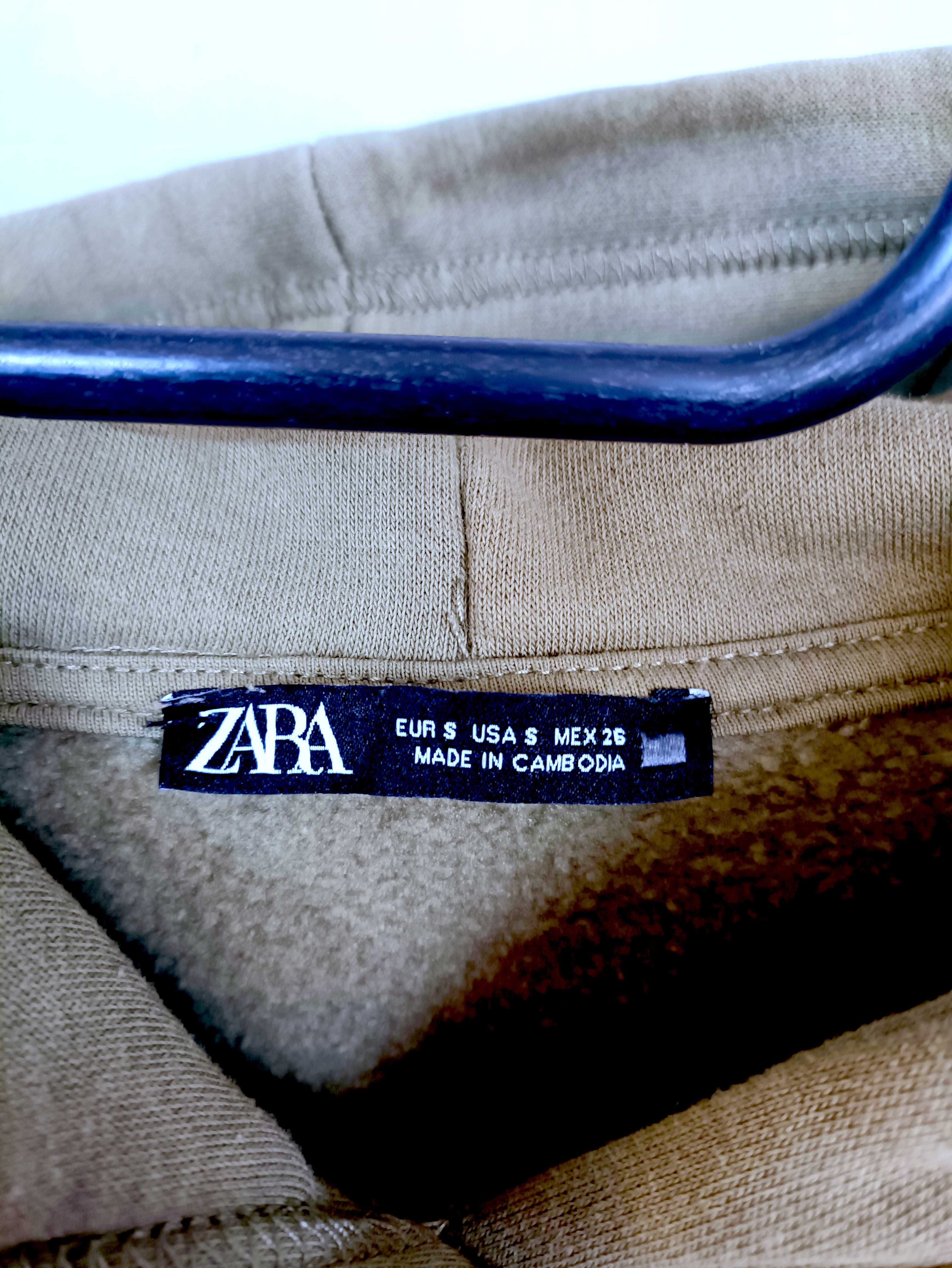 ZARA damska ciemnozielona bluza z kapturem roz. S stan bardzo dobry.