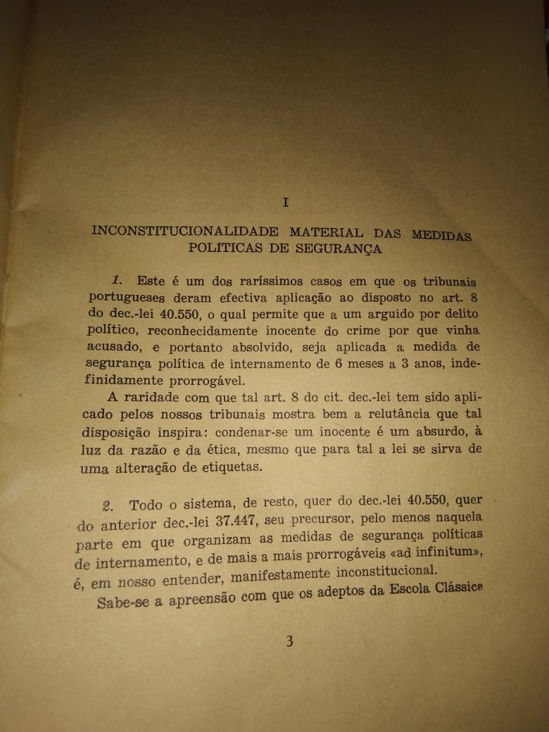 Livro antigo (as medidas de segurança do dec.-lei 40.550)