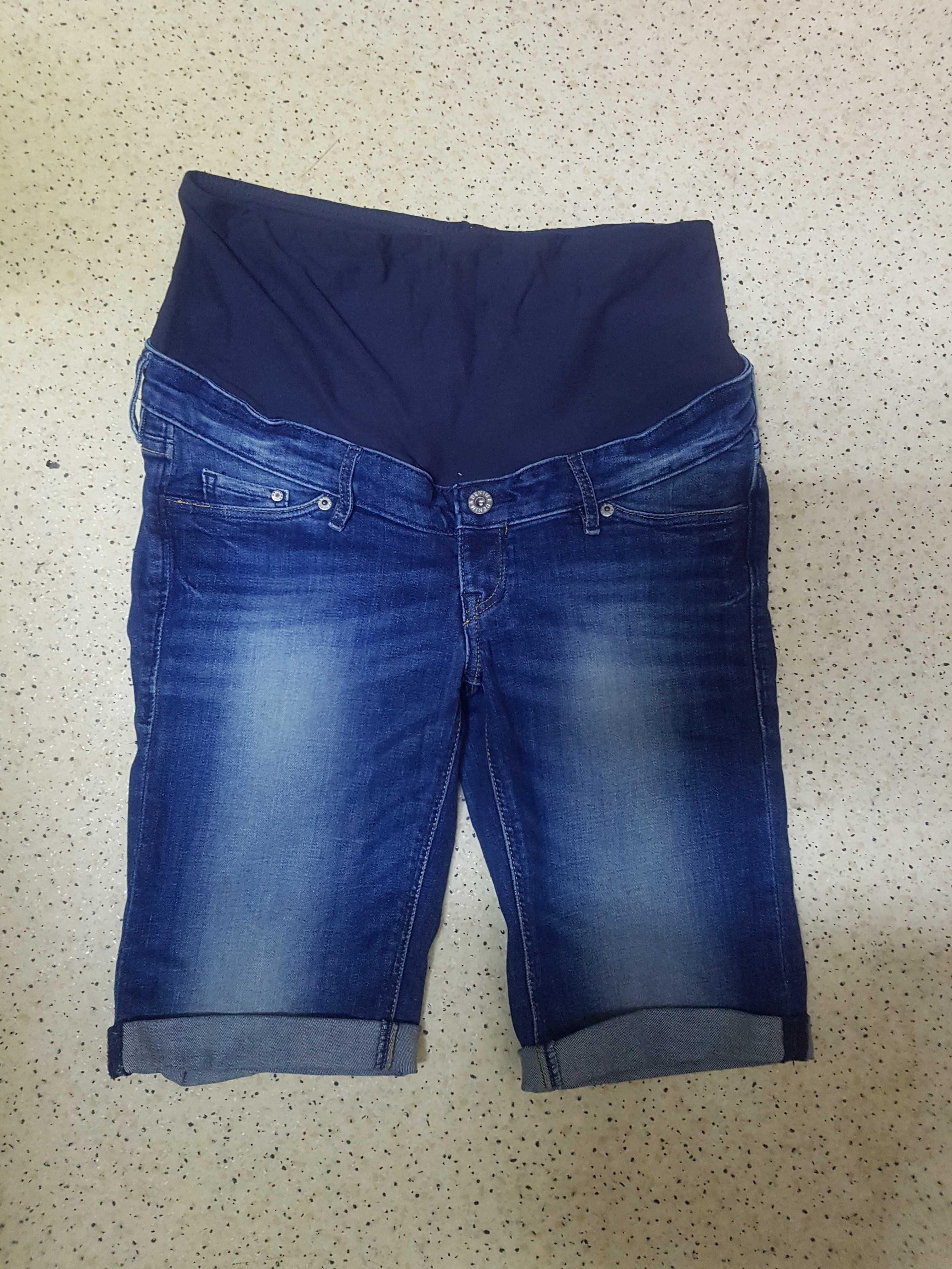 krótkie spodnie ciążowe do kolan jeansowe H&M rozm. 38