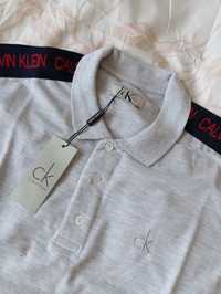 Koszulka polo Calvin Klein, regular fit - szara S, elegancka