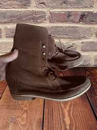 buty botki trzewiki wiązane vintage skóra zamsz etno folk brąz