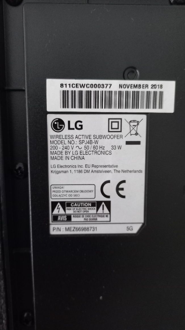 Soundbar LG com subwoofer novo
