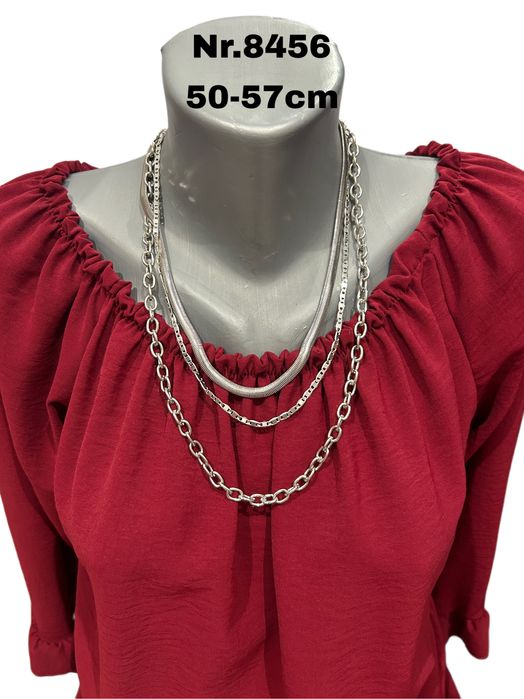 Damski naszyjnik potrójny w kolorze srebrnym nr.8456