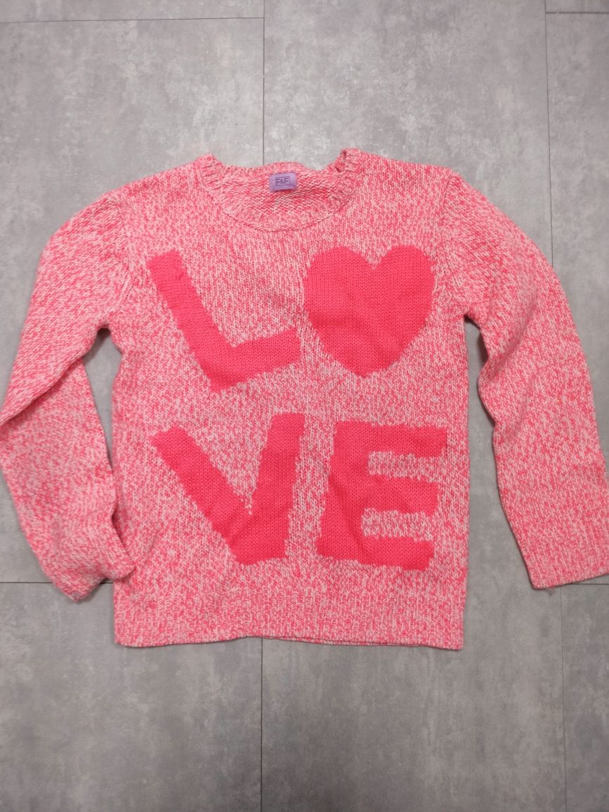F&F sweterek różowy Love 140