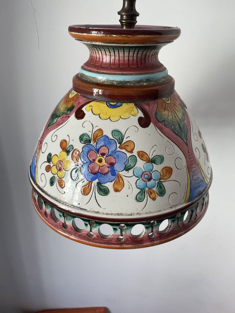 Lampa wisząca folk ceramiczna mosiądz