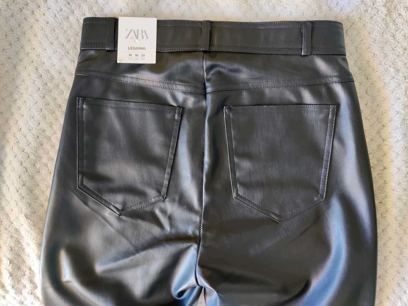 Zara Calça Justa Preta Couro Sintético Black Skinny Leather Legging M