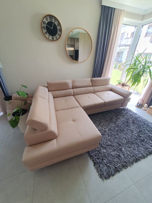Naroznik JAK NOWY z funkcją spania i schowkiem, regulowane zaglowki pu