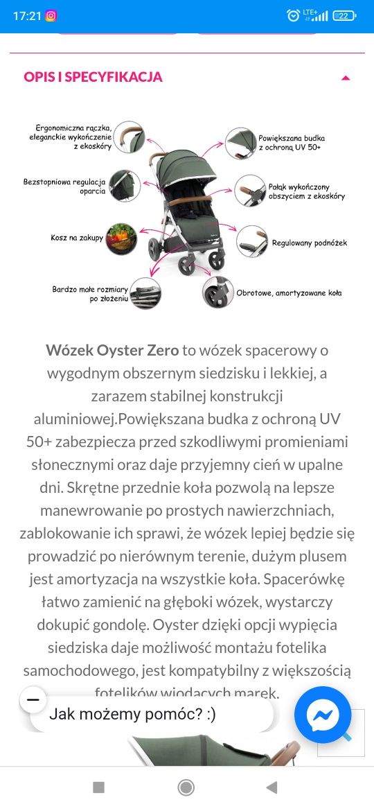 Wózek spacerowy Oyster zero