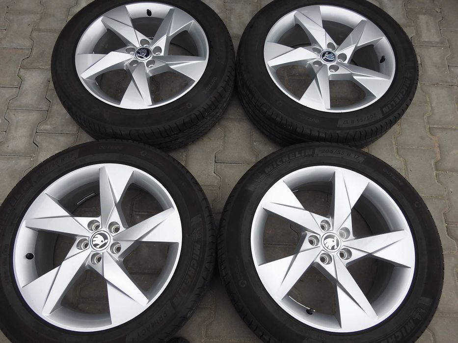 4x 17" 5x100 ET 40 6,5J Alufelgi SKODA Oryginał 20rok Jak NOWE