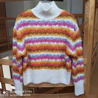 Sweter kolorowy Zara golf S 36