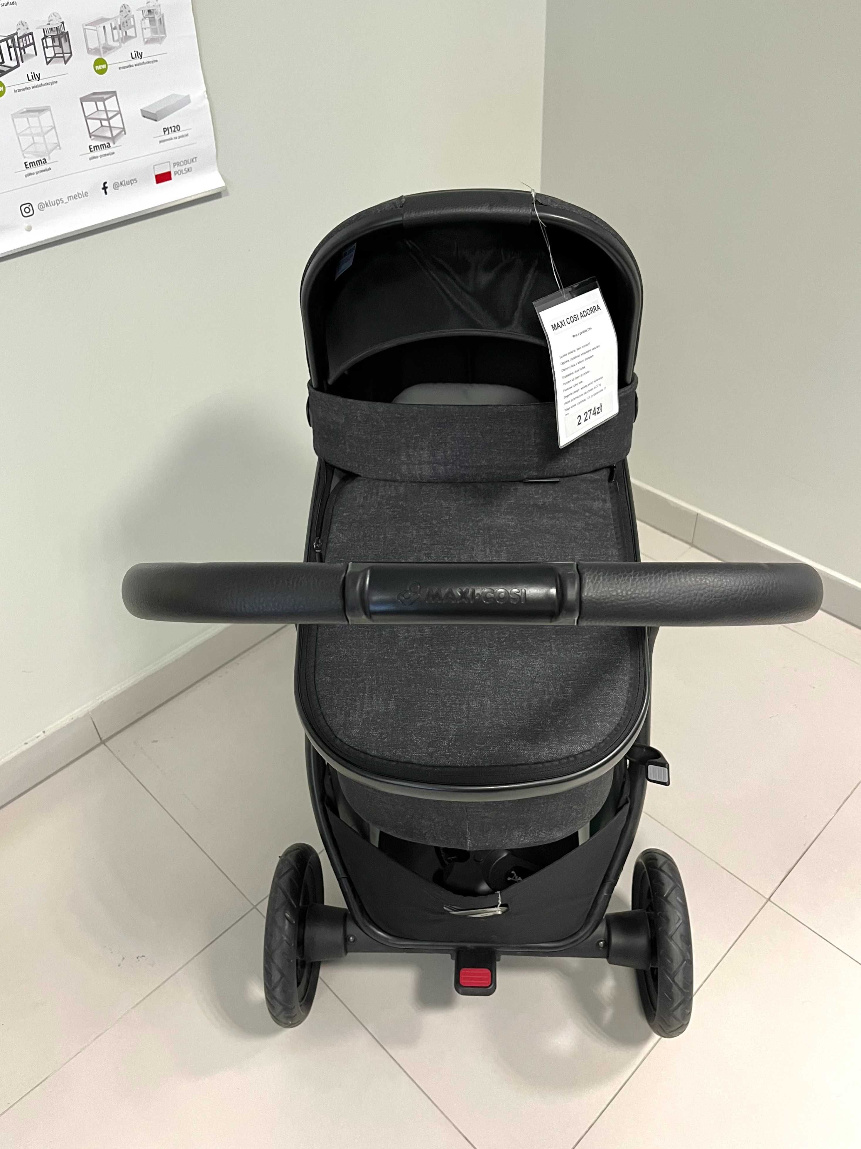 Wózek spacerowy MAXI-COSI Adorra + gondola ORIA Nomad Black | 0-22 kg