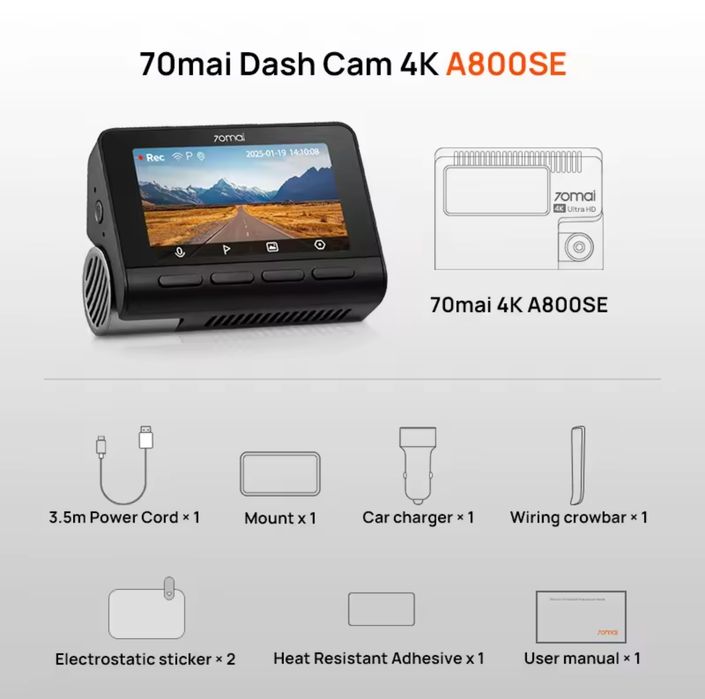 Автомобільний відеореєстратор Xiaomi 70mai Dash Cam 4K A800SE