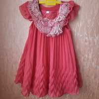 Платье девочке шифон плиссе с подкладкой 3-4года