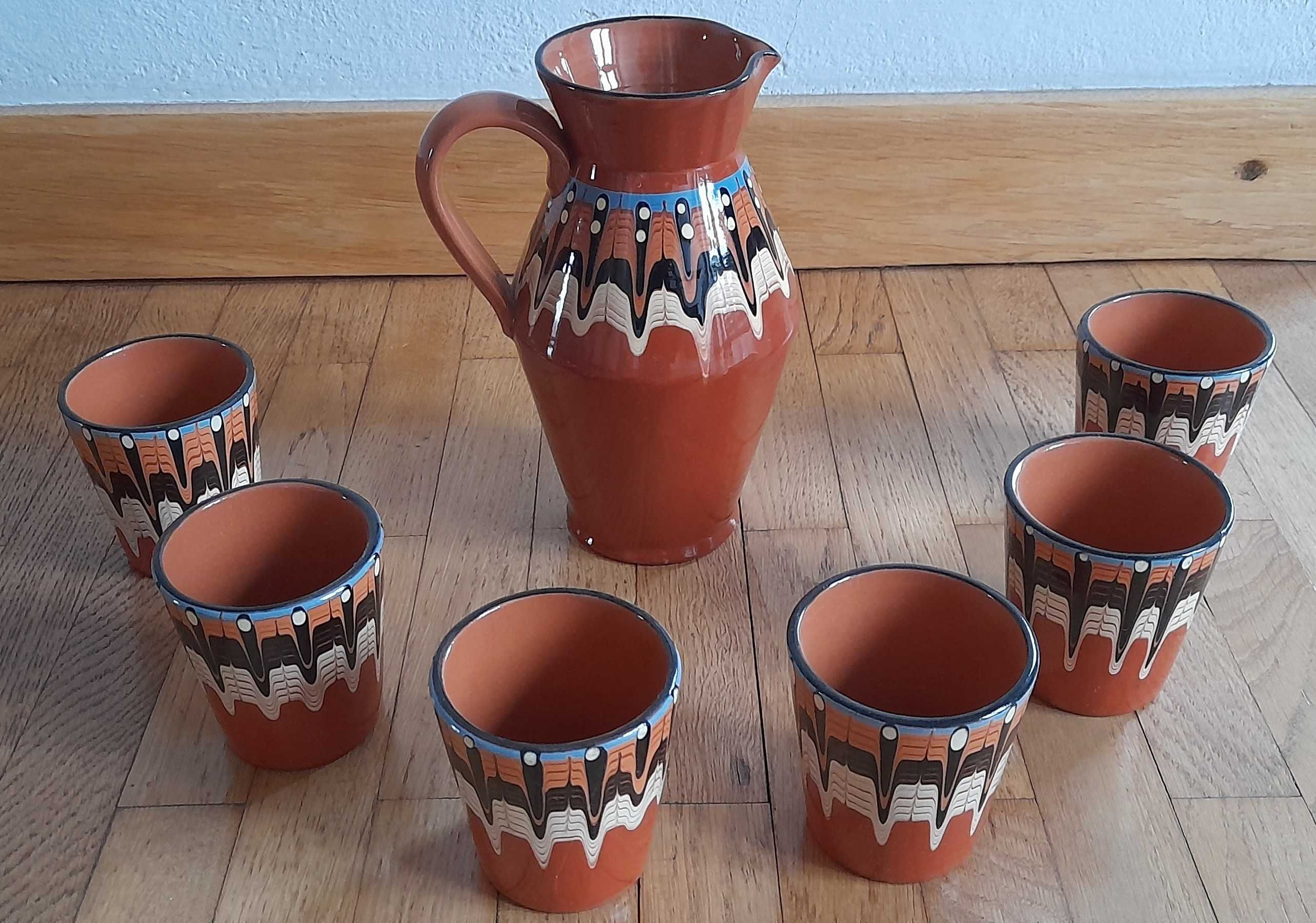 Dzban Ceramiczny + 6 szklanek, Nowy