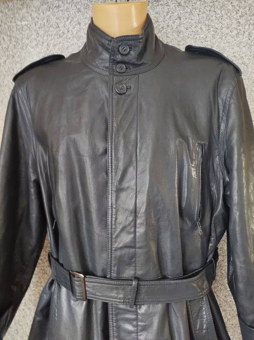 Płaszcz męski skórzany kurtka długa parka ze skóry naturalnej xl