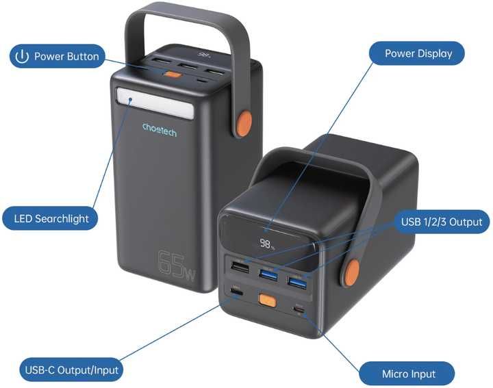 PowerBank 50000 mAh 65W (повербанк) для ноутбука CHOETECH B664