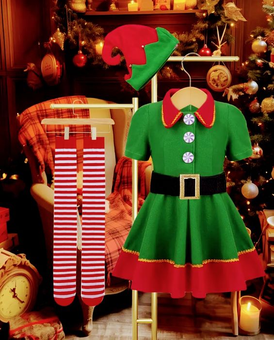 Плаття сукня платье Ельфа Ельфика помічниці Санти карнавальний костюм