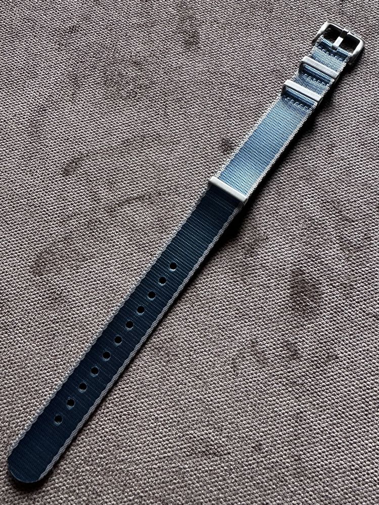 Pasek NATO Premium 20mm Nowy błękitny srebrne błękit