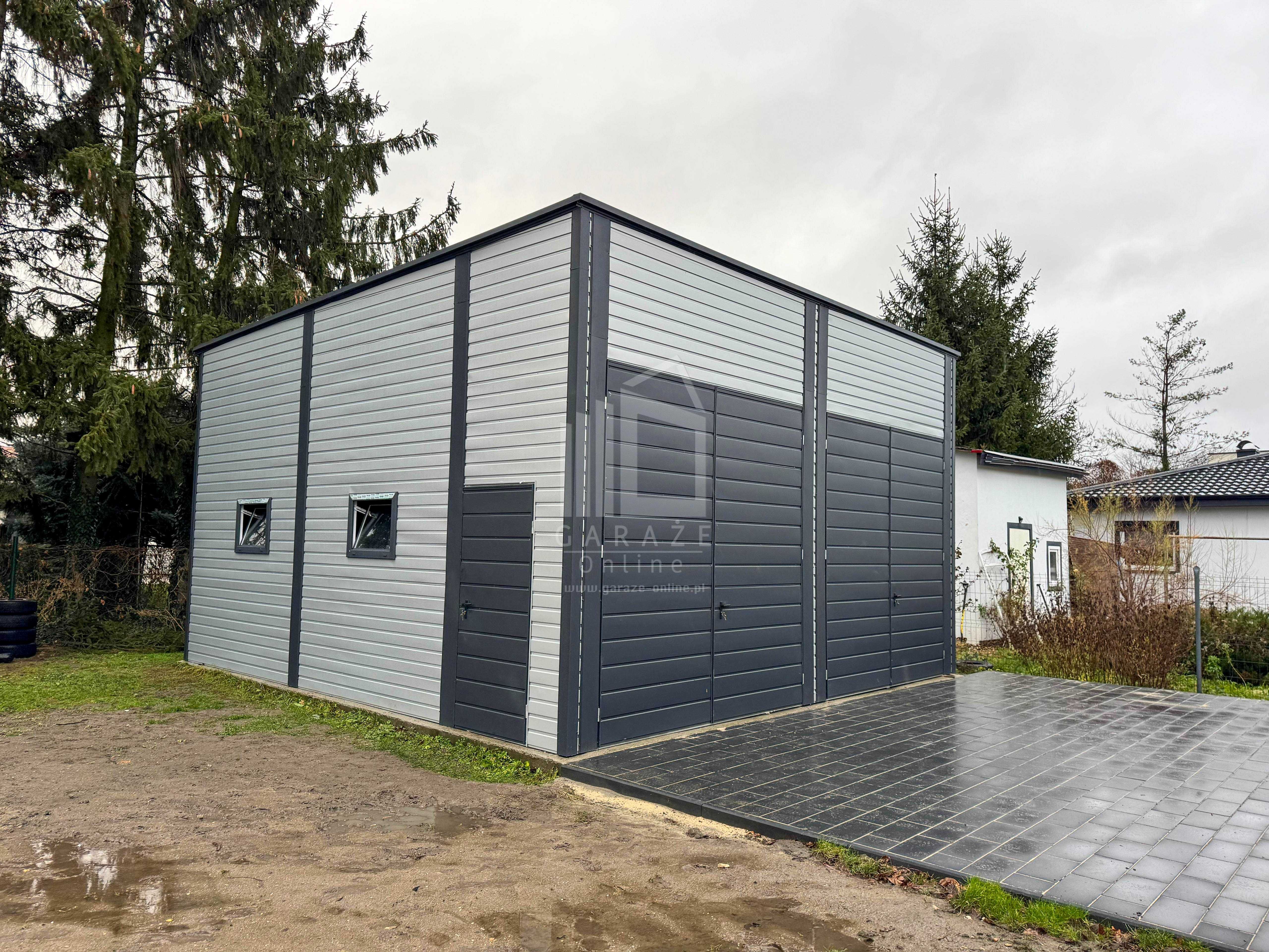 Hala Blaszana Magazyn 7X8M 2X Brama 4X Okno Drzwi Rynny Dach Id893