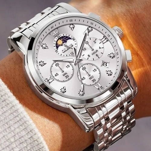 Елегантний годинник Olevs 3655 White Natural чоловічий наручний