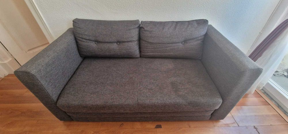 Sofá-cama, tecido texturizado, 2 lugares