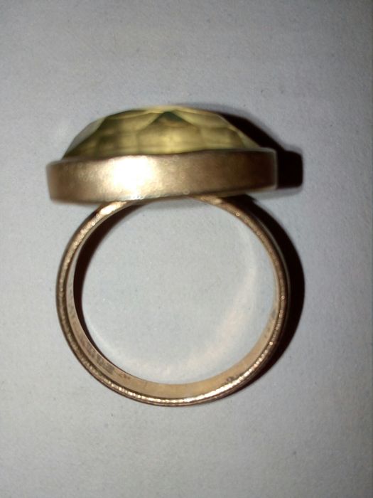 Pierścionek srebro oksydowane złocony kwarc 925