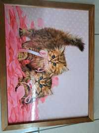 Obraz w kotki różowy