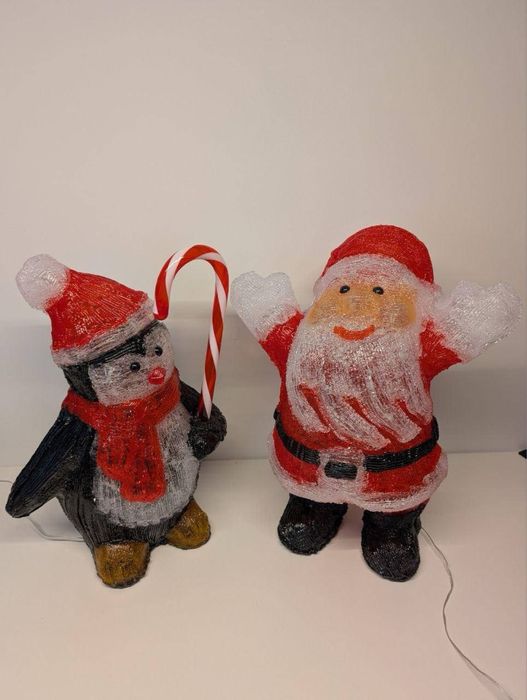 Різдвяні акрилові фігурки з LED підсвіткою — Санта та Пінгвін 40 см