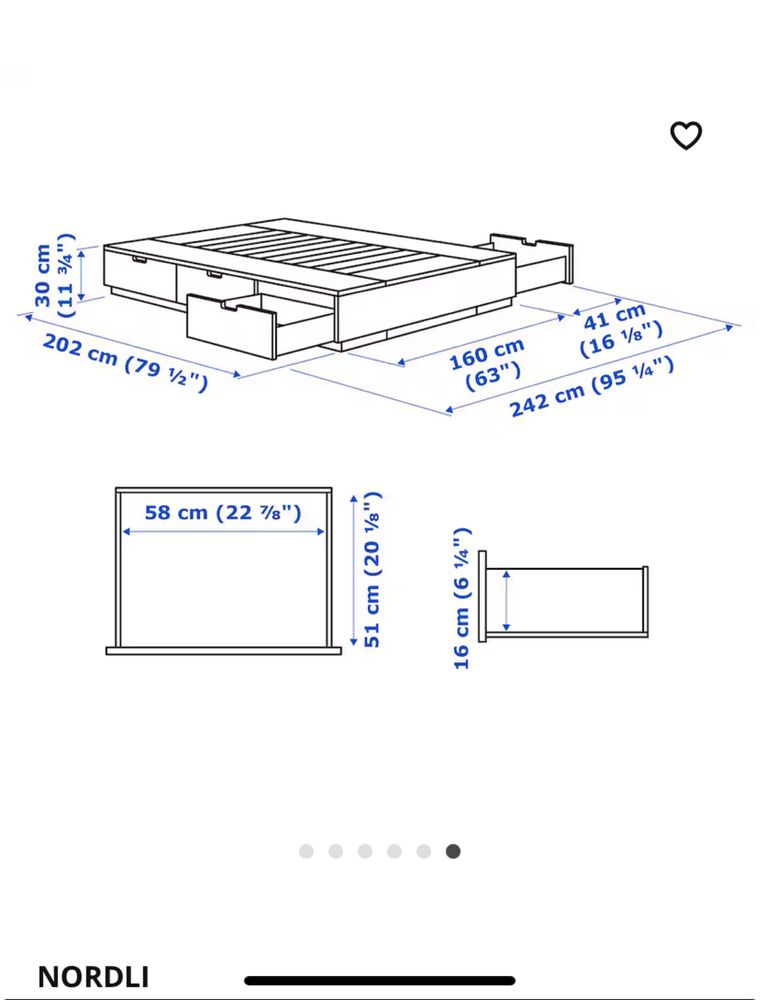 Cama de Casal  Nordli 160 cm do Ikea com Colchão