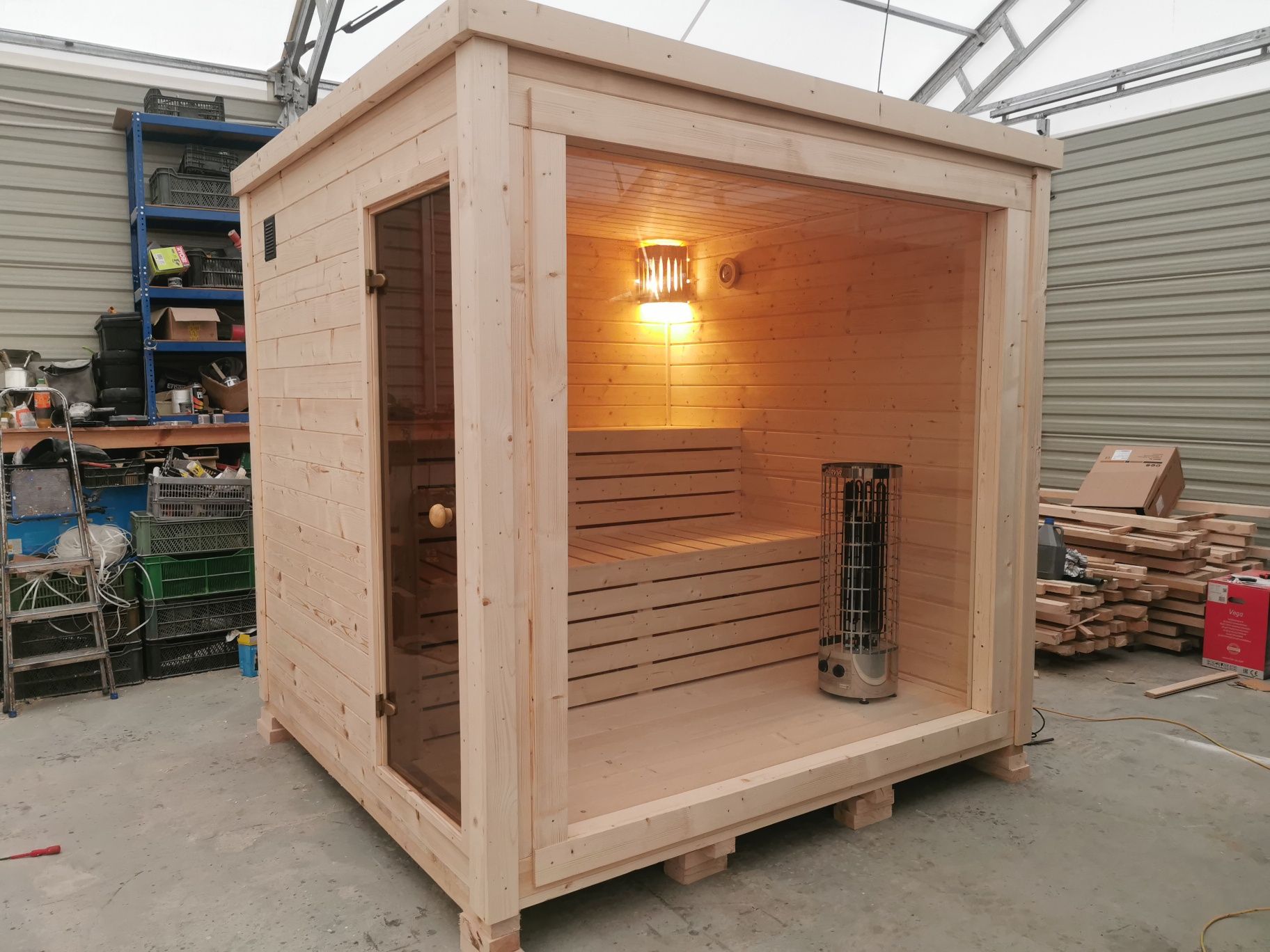 Sauna ogrodowa 2,3x2,3 Piec +cały komplet Gotowa  od ręki Okazja