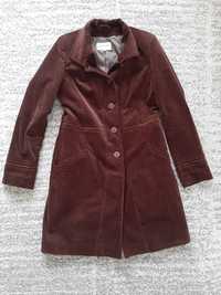 Karen Collection płaszcz damski brązowy sztruksowy wiosna jesień r 40