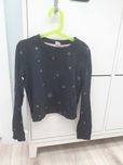 H&M bluza krotka czarna w gwiazdki 134/140