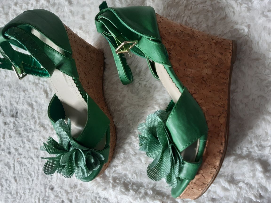 Buty damskie sandalki koturny letnie