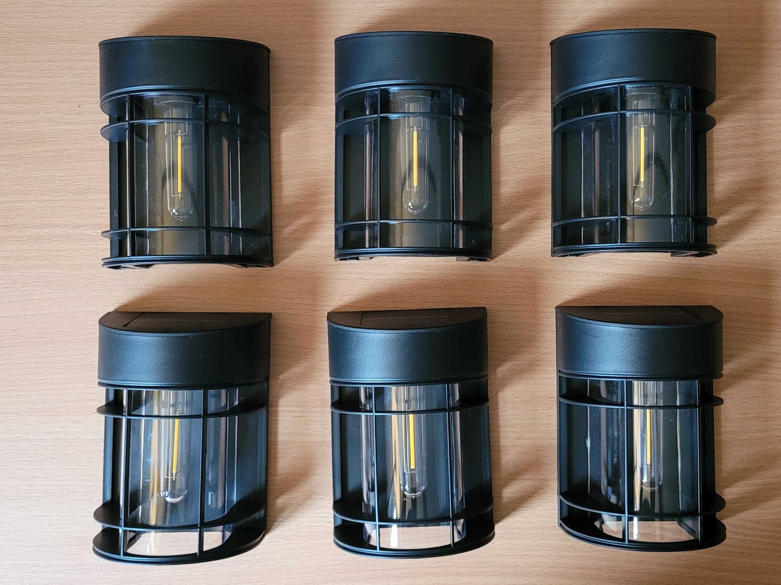Zestaw 6 retro solarnych lamp ściennych LED do ogrodu, IP65