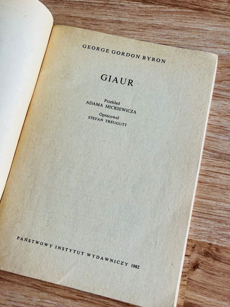 Książka „Giaur” George Gordon Byron