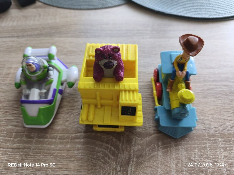 Zabawki mc donalds Toy Story Buzz, Chudy, Miś Tuliś