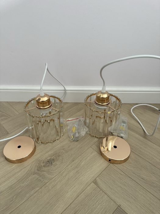 Lampa kryształowa złota 2szt